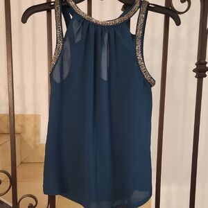 Express Blue Tank Top with Silver Accents